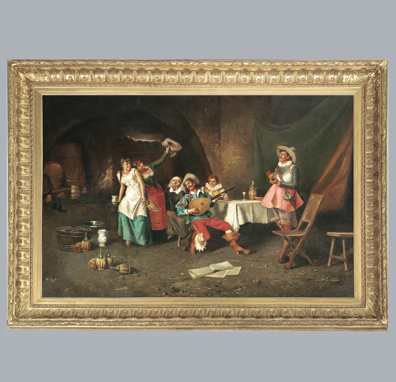Парные живописные жанровые сцены: «Веселье в таверне». Автор - Франческо Пелузо